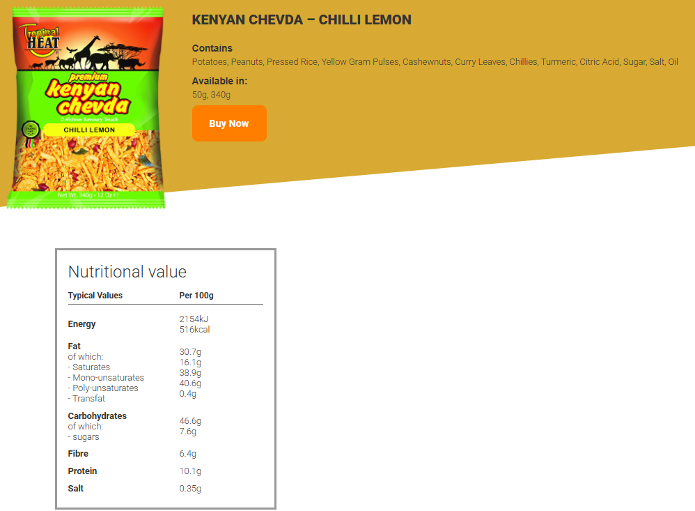 Tropical Heat - Kenyan Chevda - Chilli Lemon