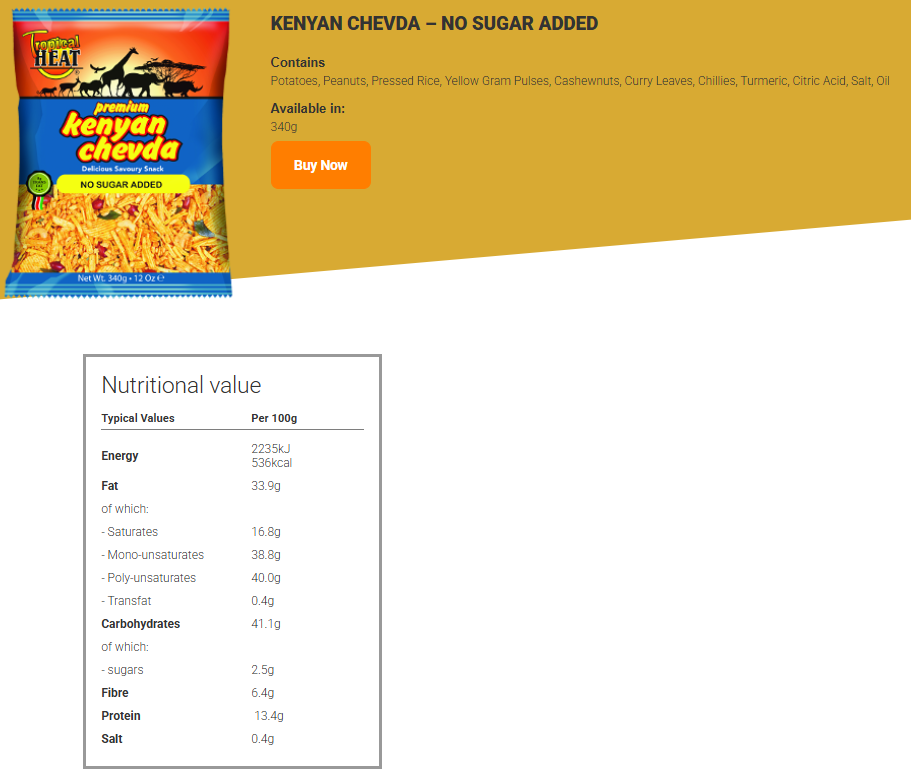 Tropical Heat - Kenyan Chevda - No Sugar Added